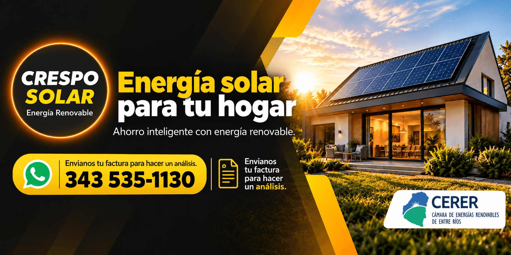 Publicidad de Crespo Solar: soluciones de energía solar